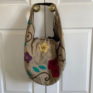 Rare Vintage Lucky Brand Embroidered Hobo Tote Bag